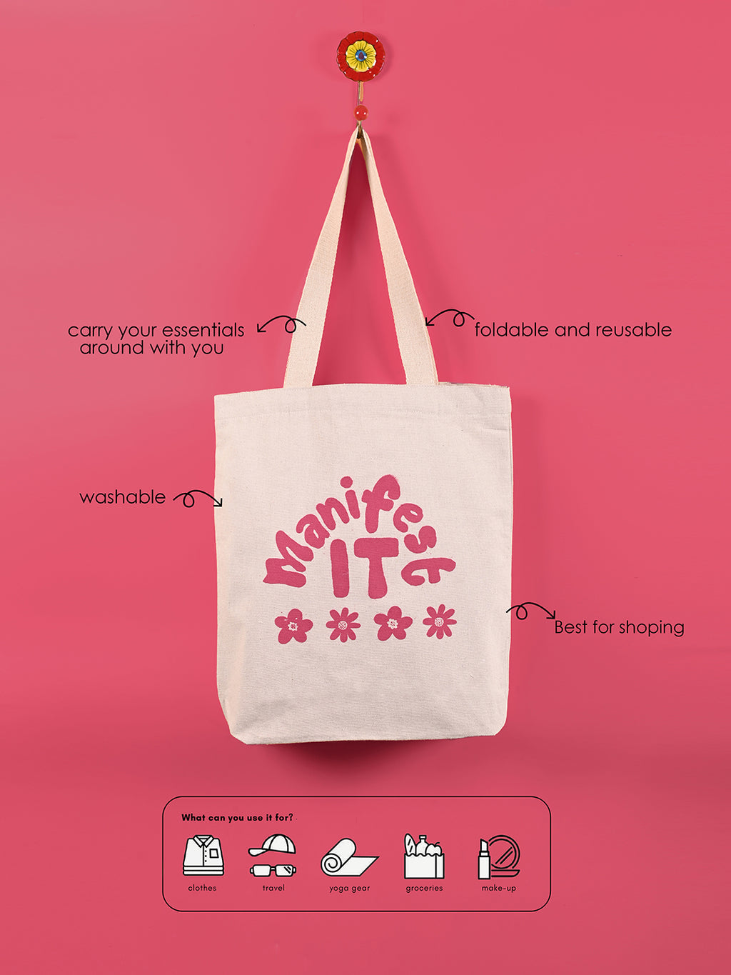 Menifest it tote bag